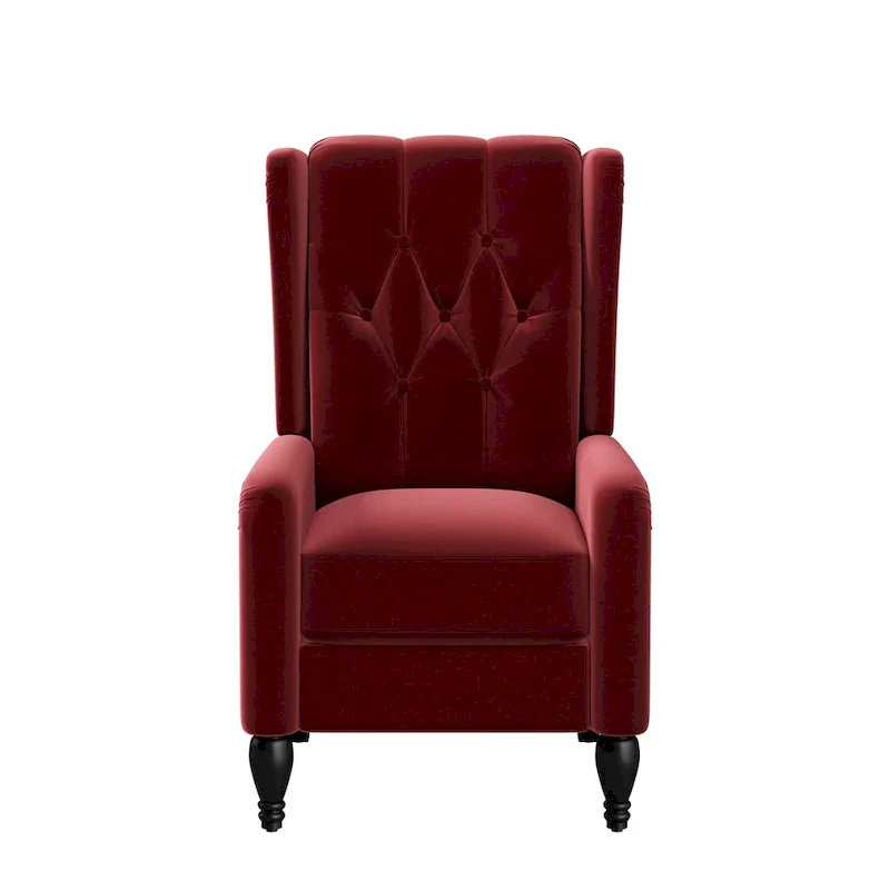 Velvet Wingback Push Back Recliner Chair