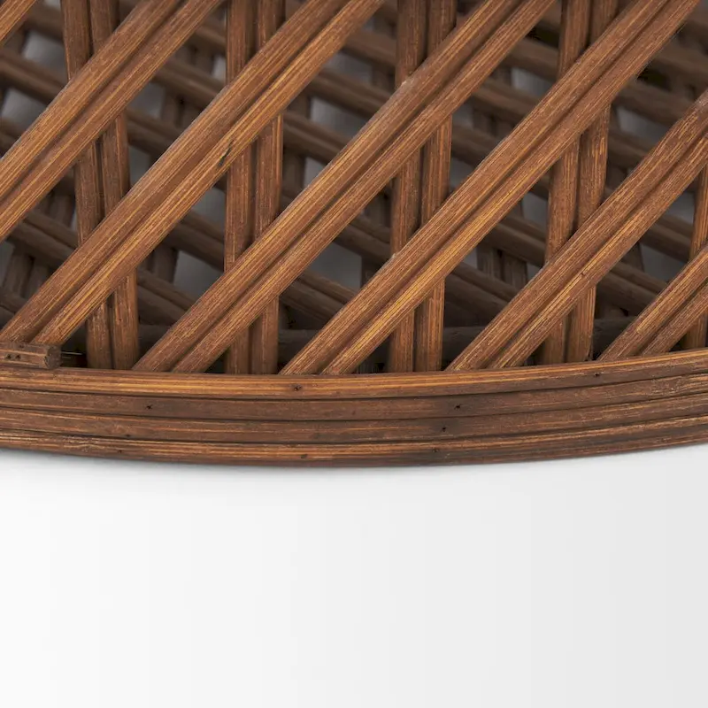 Thala Medium Brown Round Wicker Tray (Set of 2) - 20.5L x 20.5W x 4.3H