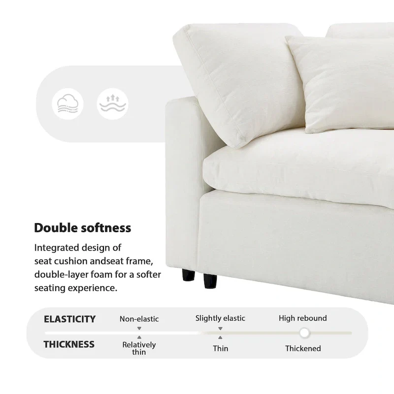 Modular Chenille Cloud Sofa Bed, Convertible U Shaped Sleeper Sofa