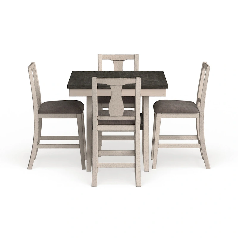 Merichleri Rustic Antique White Wood 5-Piece Counter Height Dining Set by Copper Grove