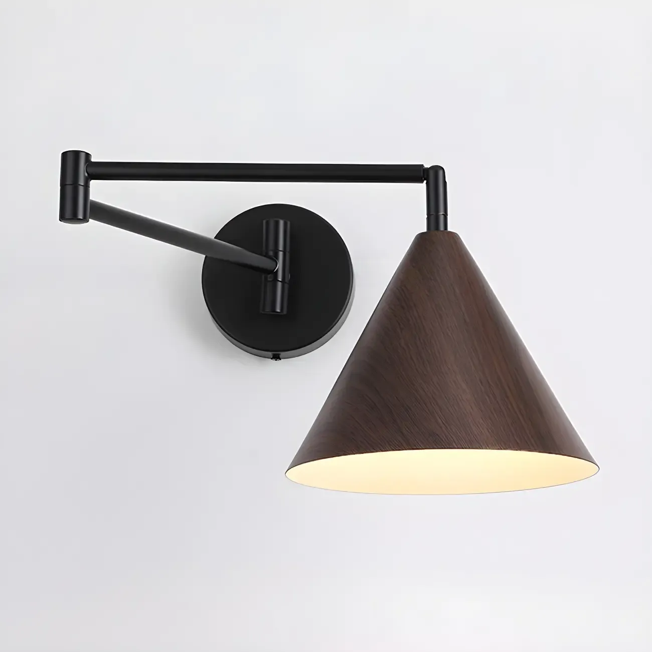 Modern Metal Black Cone Swing Arm Wall Light