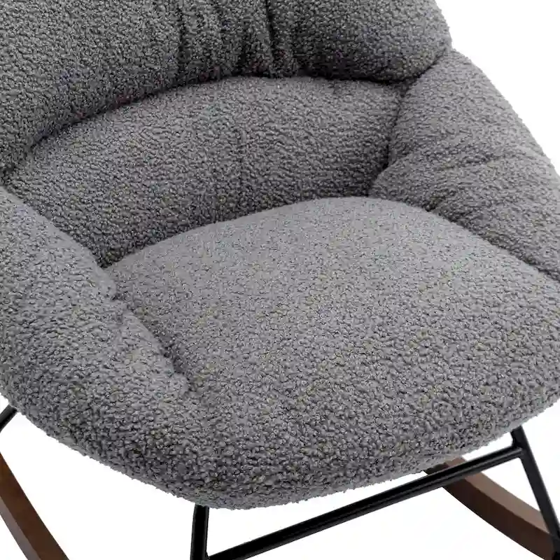 Tufted Upholstered Padded Seat Rocking Chair-Boucle