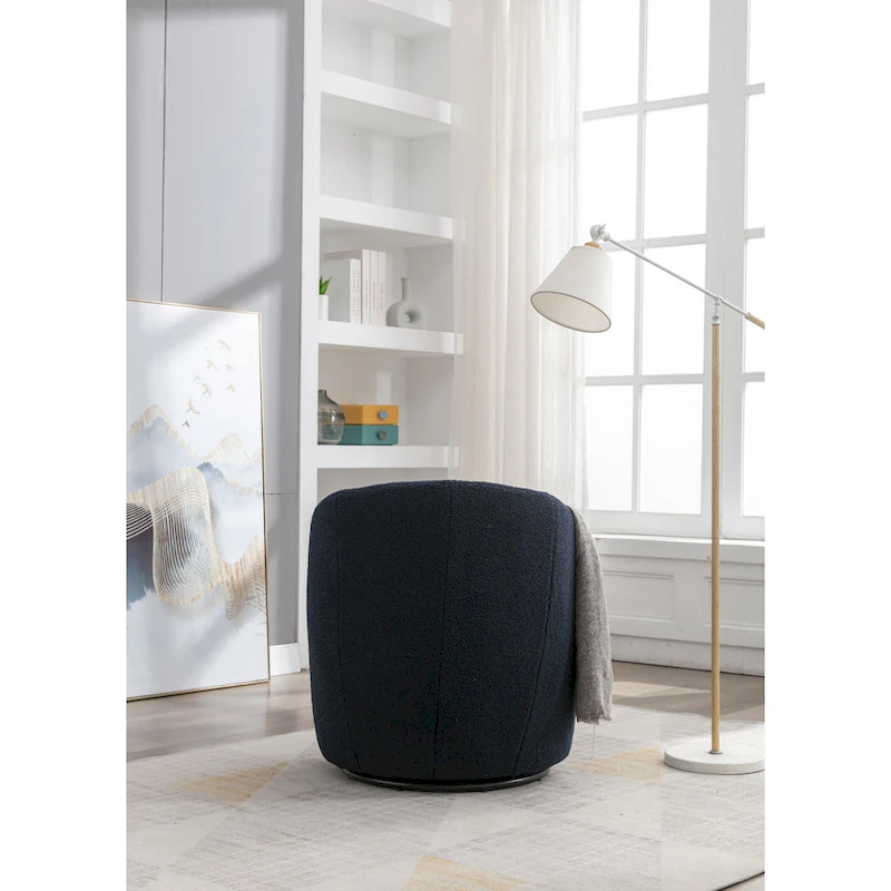 Green Modern 25.6 Swivel Barrel Chair with Metal Ring