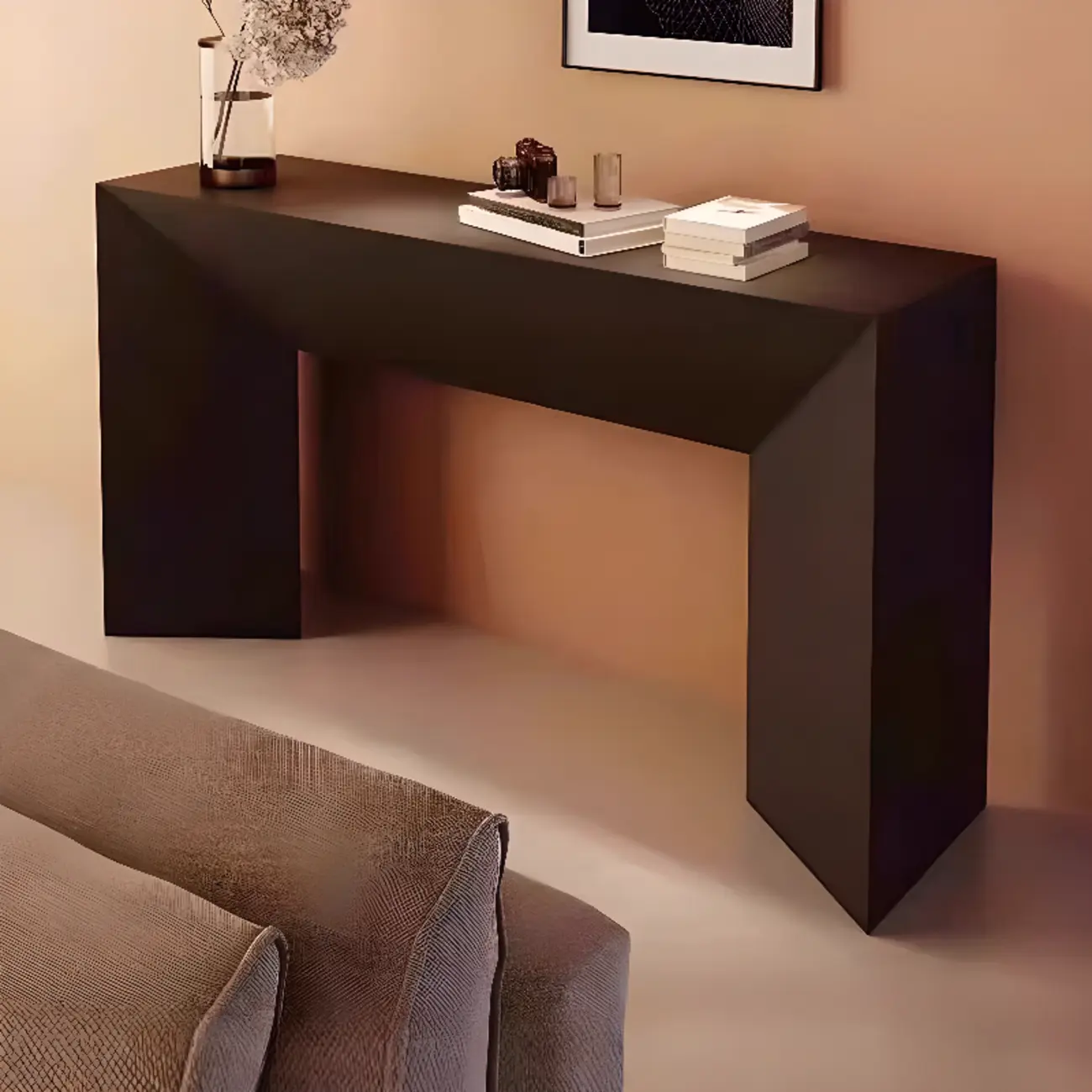 Modern Stone Top Wooden Base Console Table | HomeyFad