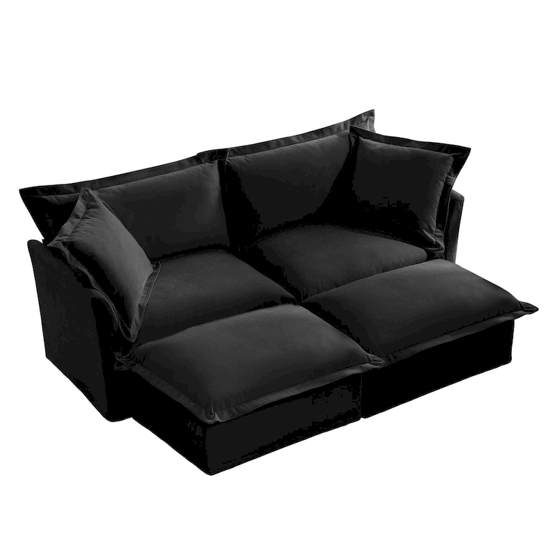 83.4  Chenille 2-Seater Sectional Sofa with Ottomans