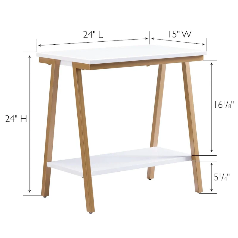 Leick Home Empiria Narrow Side Table with Shelf and Metal Frame