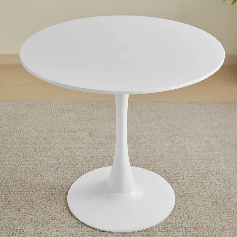 Round Dining table Modern kitchen table 31.5-inch tulip design with pedestal, medieval casual table seating 2 to 4 people