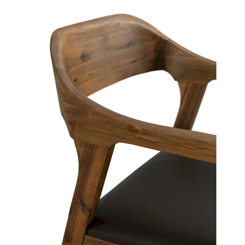Rubberwood Dining Armchair with Faux Leather Seat