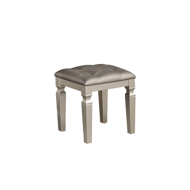 Fabric and Wood Vanity Set with Stool