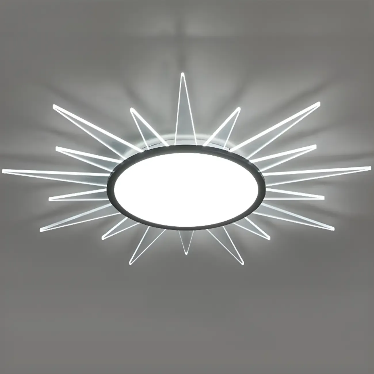 Large Acrylic Round Sunburst LED Flush Mount Ceiling Light