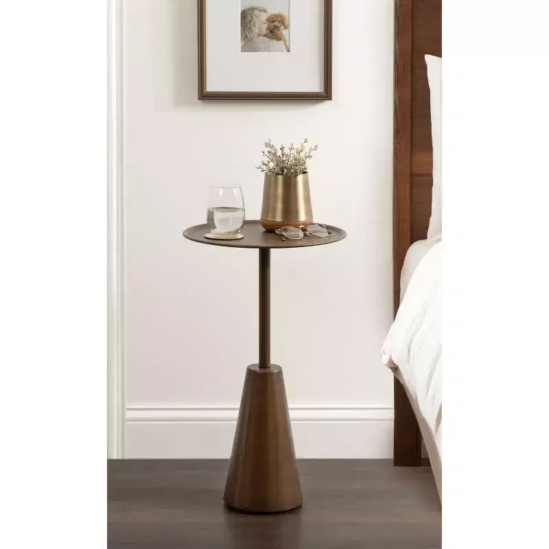 Round Side Table, 14x14x24, Gold