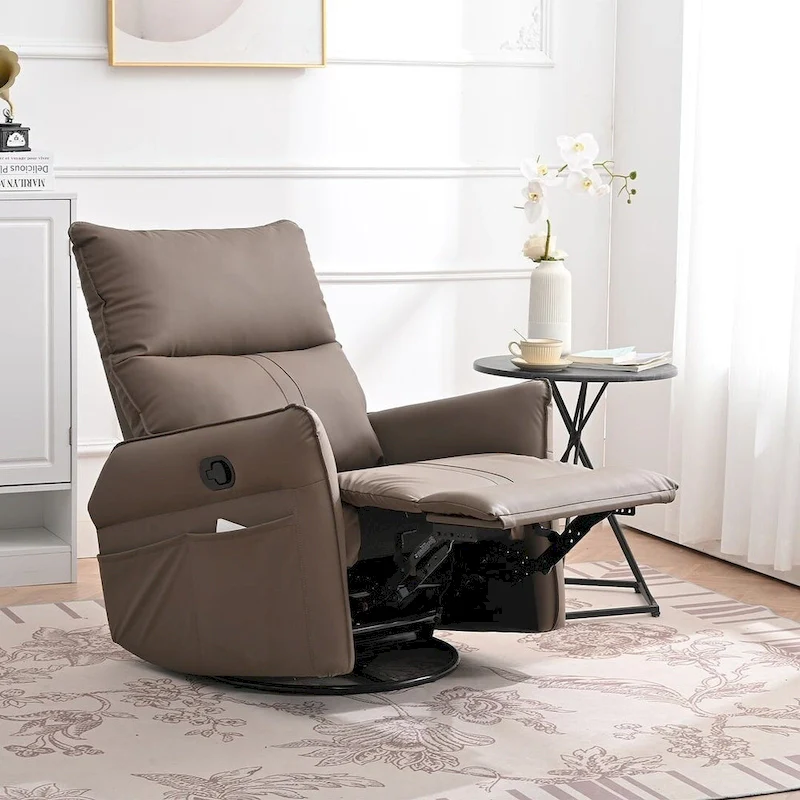 Modern PU Leather Rocker Seating Glider Swivel Recliner Chair
