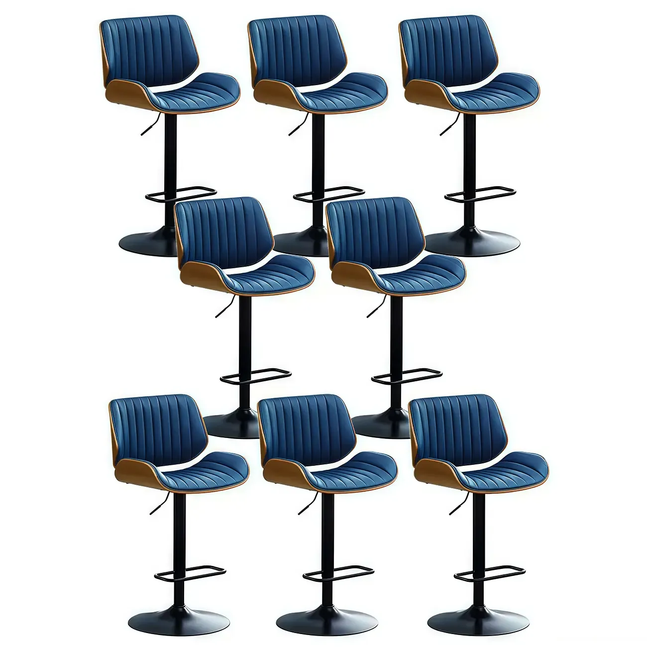 Elegant Wood Leather Red Swivel Adjustable Bar Stool