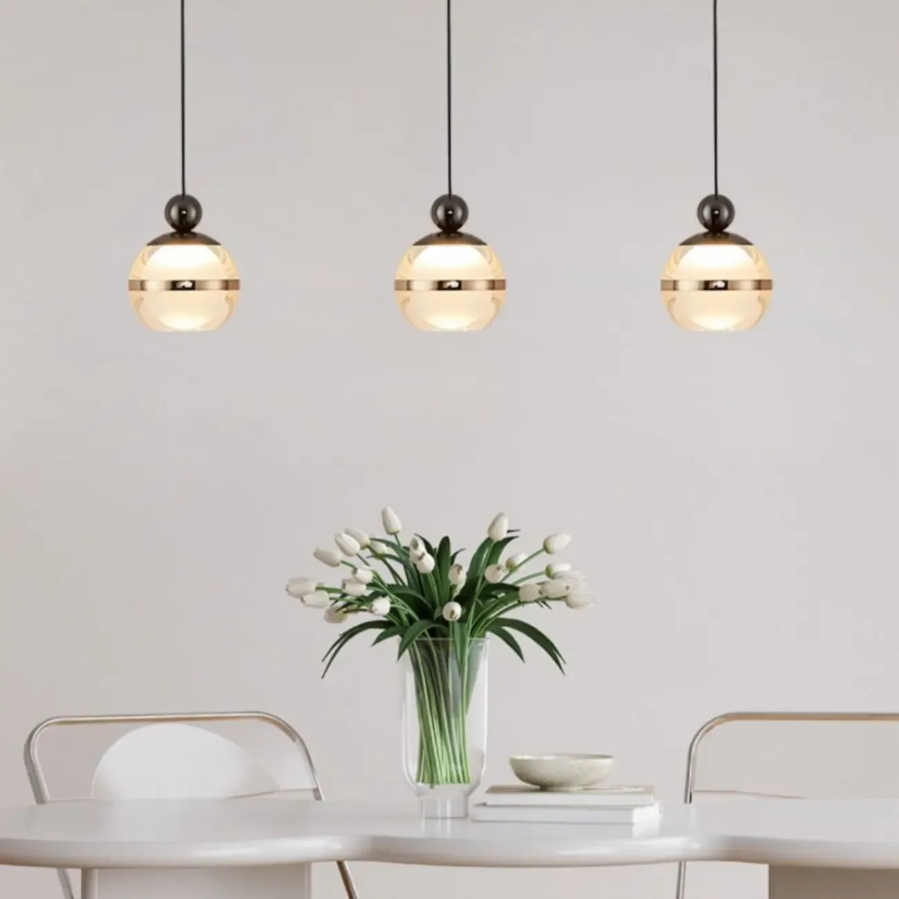 Modern Gold Glass 3-Light Adjustable Island Light