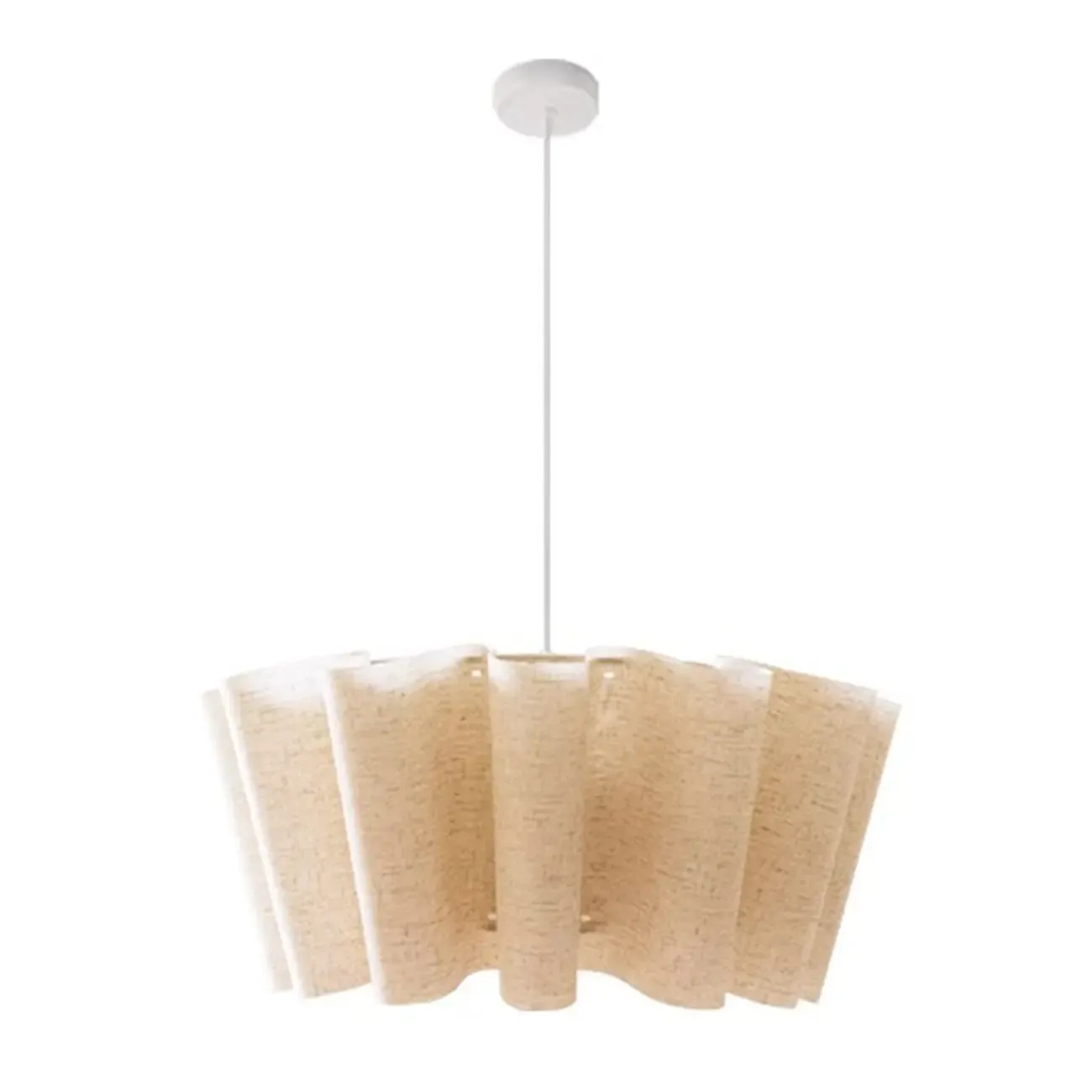 White Linen Wave Design Modern Fabric Chandelier Light