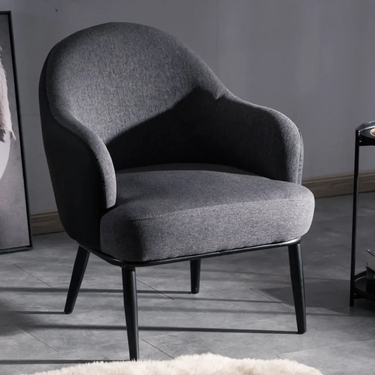 Modern Barrel Chair Faux Leather Living Room