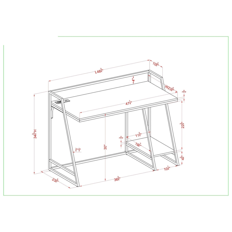 Meard Industrial 49-inch Steel Computer Desk with USBs by Furniture of America