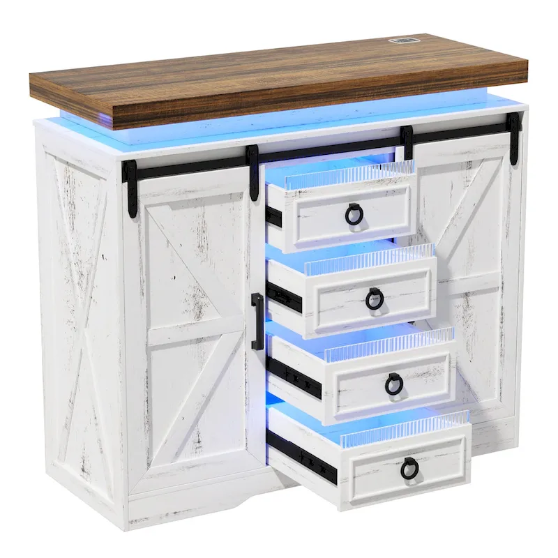 5 Drawer Accent Cabinet With Led Light - N/A