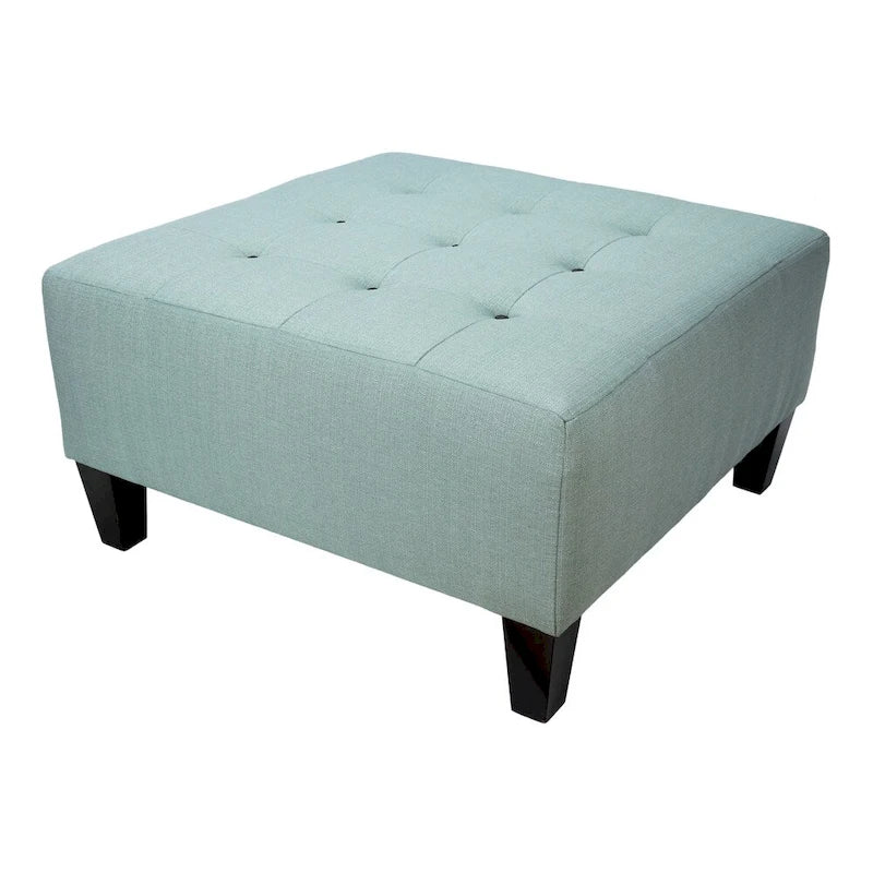 Button Tufted Upholstered Square Ottoman - 34 Inch