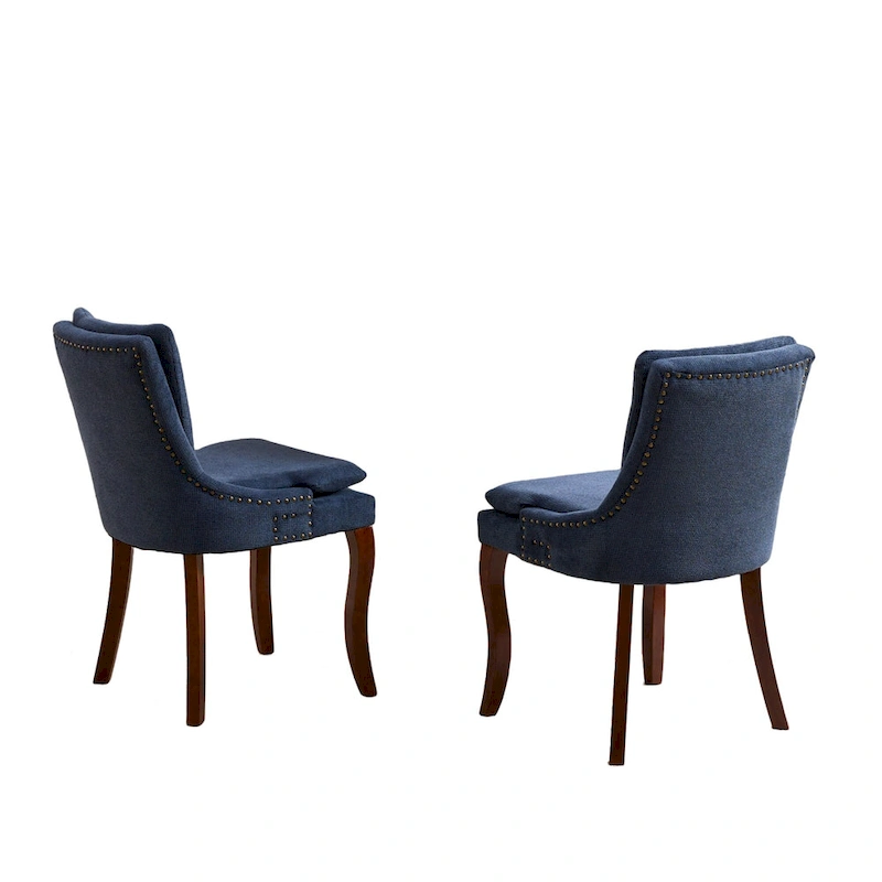 Chenille Fabric Upholstered Dining Chairs w/ Solid Wood Legs(Set of 2)