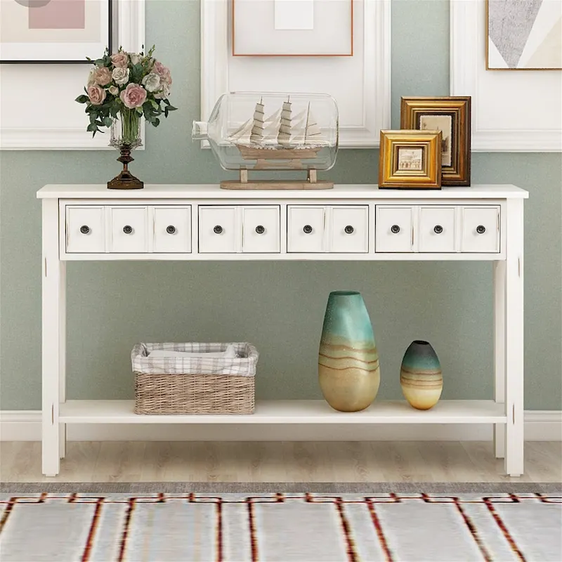Merax Rustic 4-drawers Long Entryway Console Table