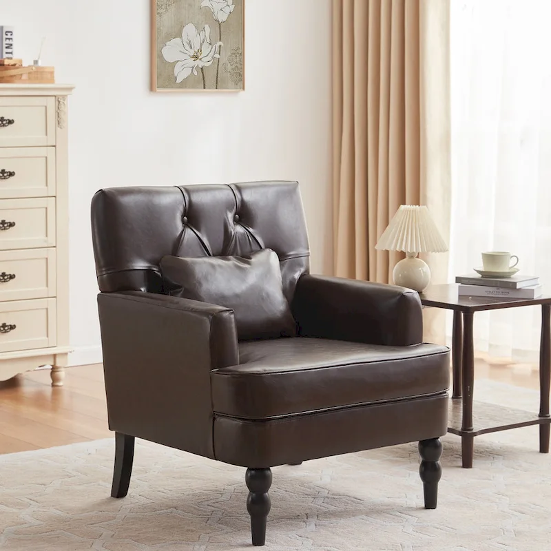 Upholstered Accent Chair with Lumbar Pillow - Single Seat