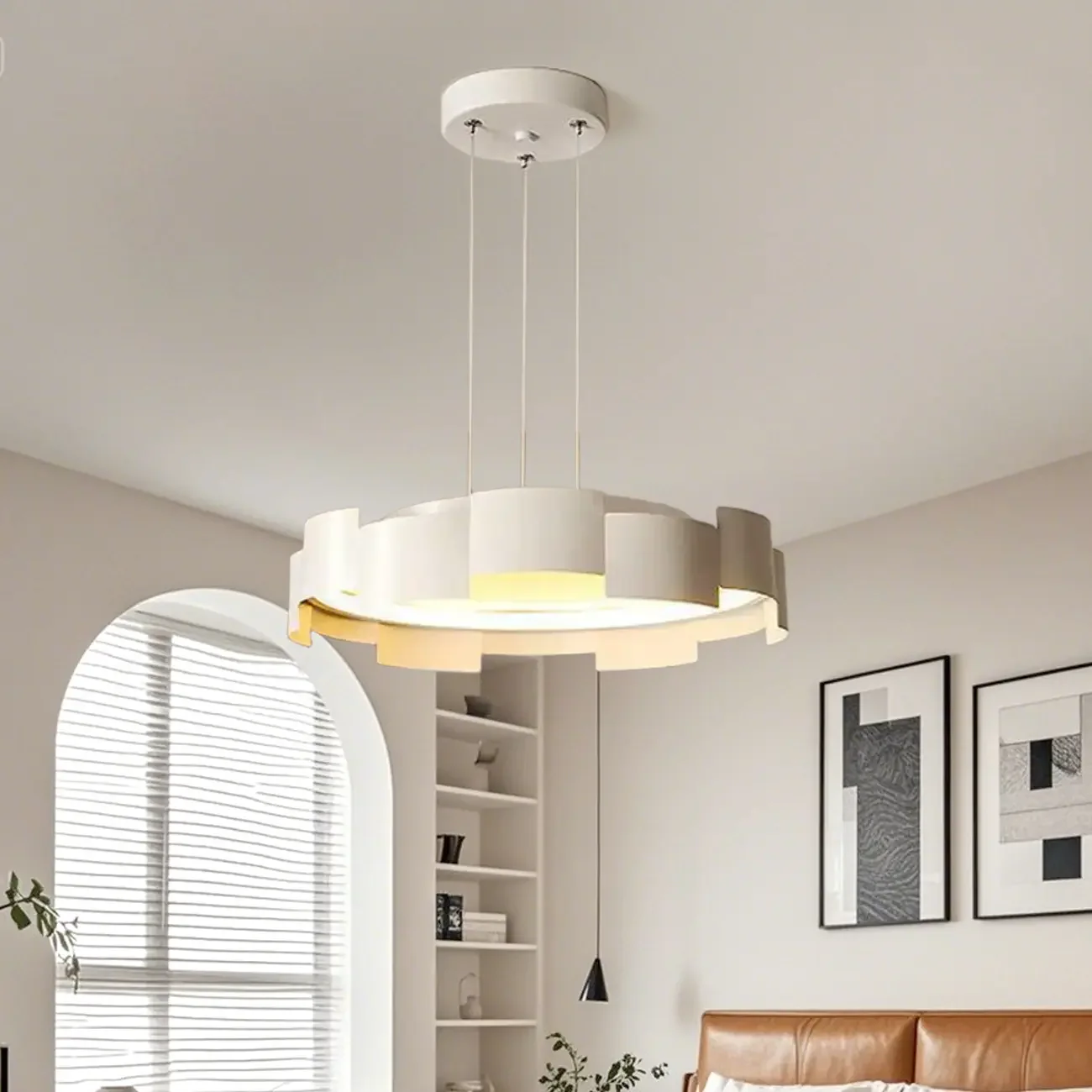 Modern Adjustable White Round LED Chandelier
