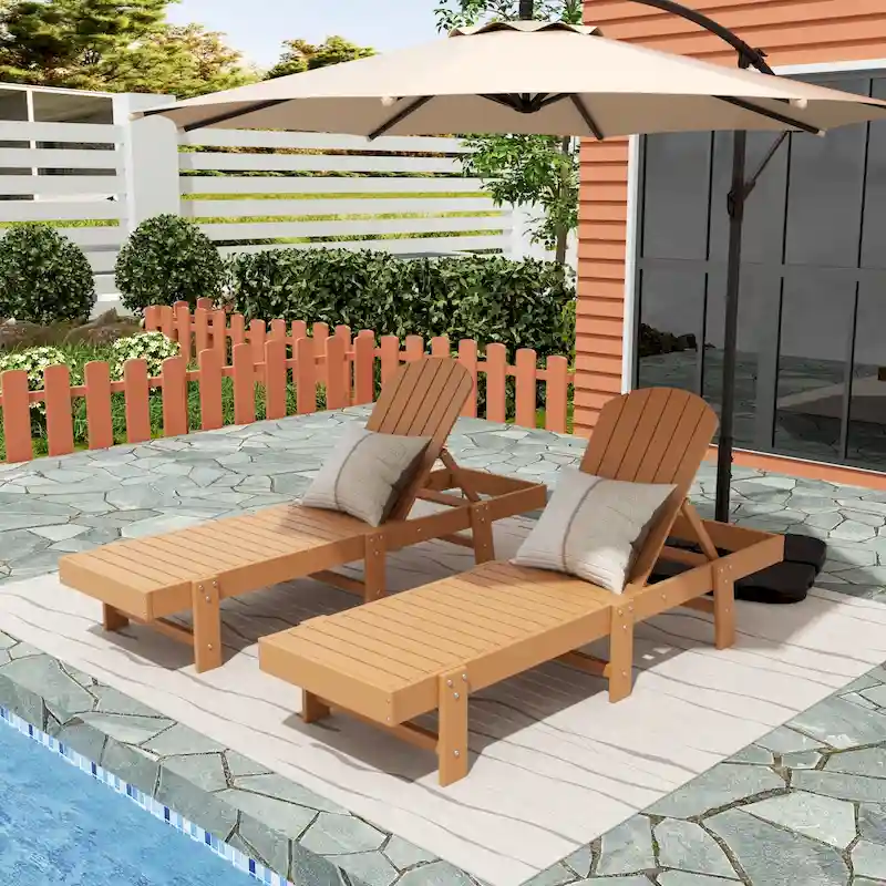 Polytrends Altura Armless Poly Eco-Friendly All Weather Reclining Chaise Lounge (Set of 2)