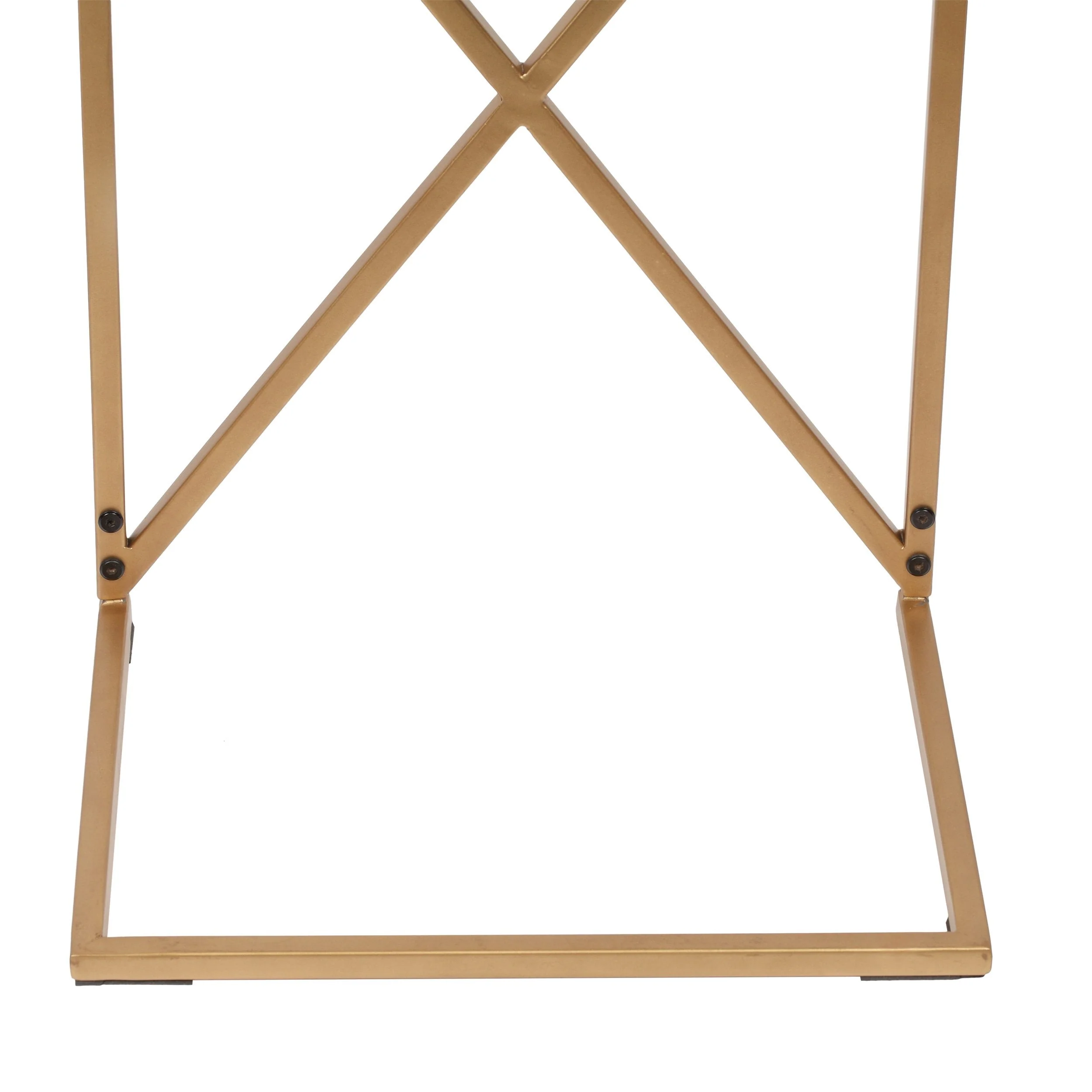 Rustic Glam Handcrafted Acacia Wood C-Shaped Side Table, Dark Brown and Gold - NH024413