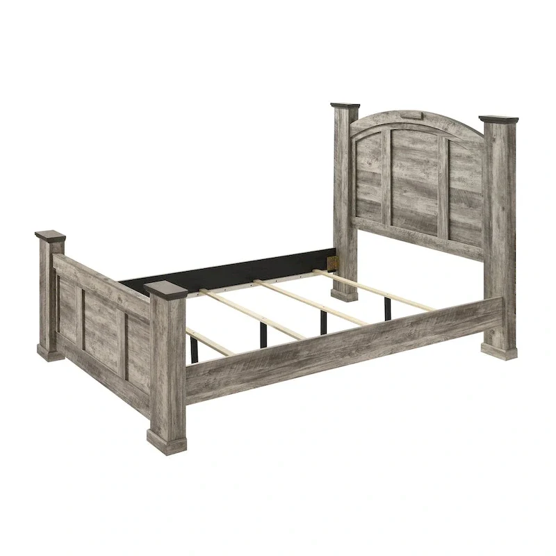 Aimon 4 Piece Gray Rustic Panel Bedroom Set