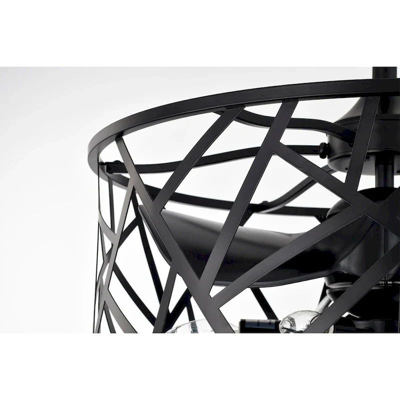 Leyton 24-inch Matte Black 6 Lights 3 Blades Lighted Ceiling Fan with Remote