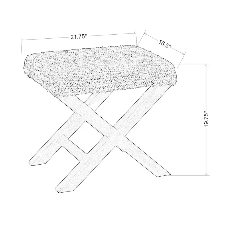Handmade Natural Raffia And Wood Ottoman by East at Main