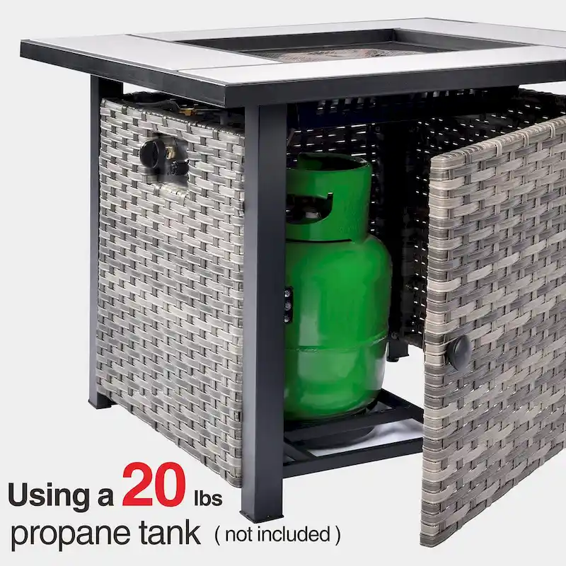 OVIOS Grey Wicker 6-piece Patio Furniture Set With 30  Fire Pit