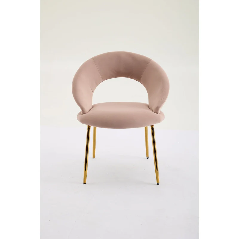 Velvet Dining Accent Chairs with Curved Backrest and Gold Metal Legs - 250lb Capacity