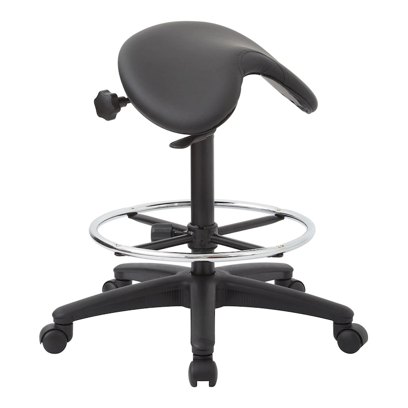 Backless Stool with Height-adjustable Saddle Seat