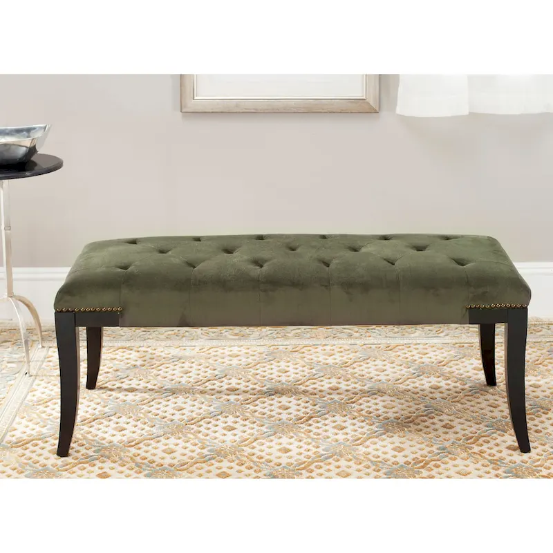 Cream Tufted Nailhead Bench - 48Wx20Dx19H