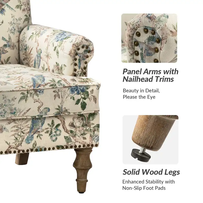 Yahweh Farmhouse Nailhead Armchair with Rolled Arms by HULALA HOME(Set of 2)