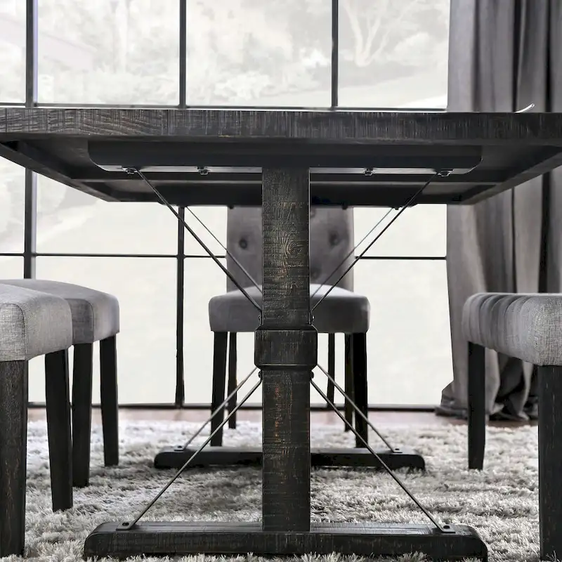 Chalwa Rustic Wood Upholstered 6-Piece Dining Set with Table and 4 Chairs and 1 Bench by Copper Grove