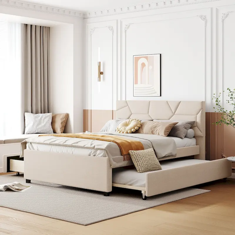 Black 4-Piece Chenille Modular Sectional Sofa with Loveseat and Ottomans