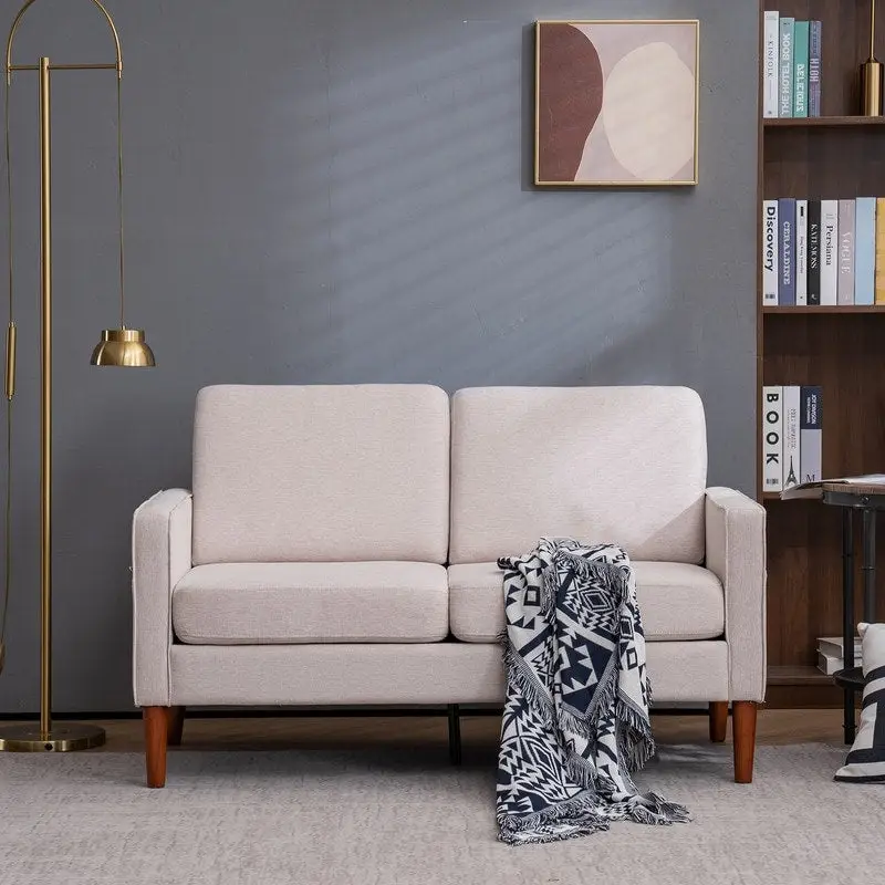 Linen Solid Wood Legs Loveseat