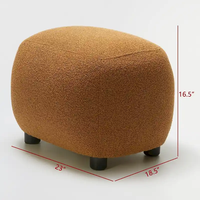 KINWELL 23 Wide Boucle Upholstered Footstool Ottoman Sofa Chair Footrest