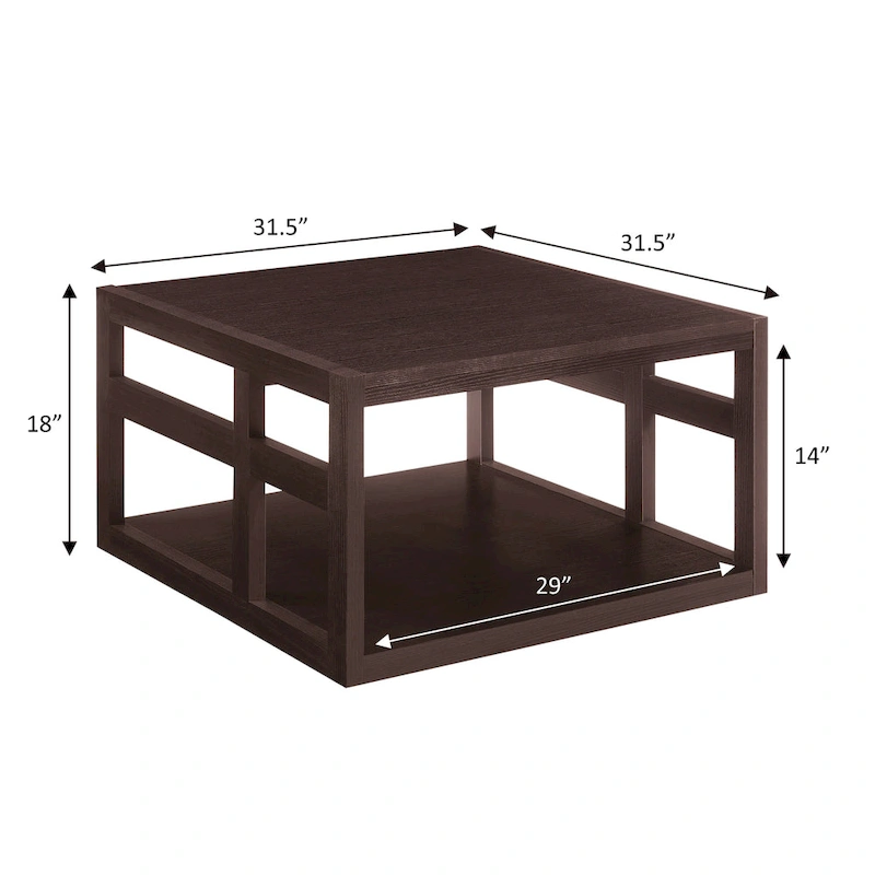 Convenience Concepts Monterey Square Coffee Table with Shelf