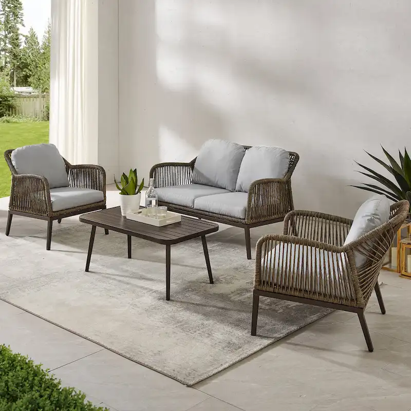 Haven 4-piece Outdoor Wicker Conversation Set - 85D x 143W x 29.75H