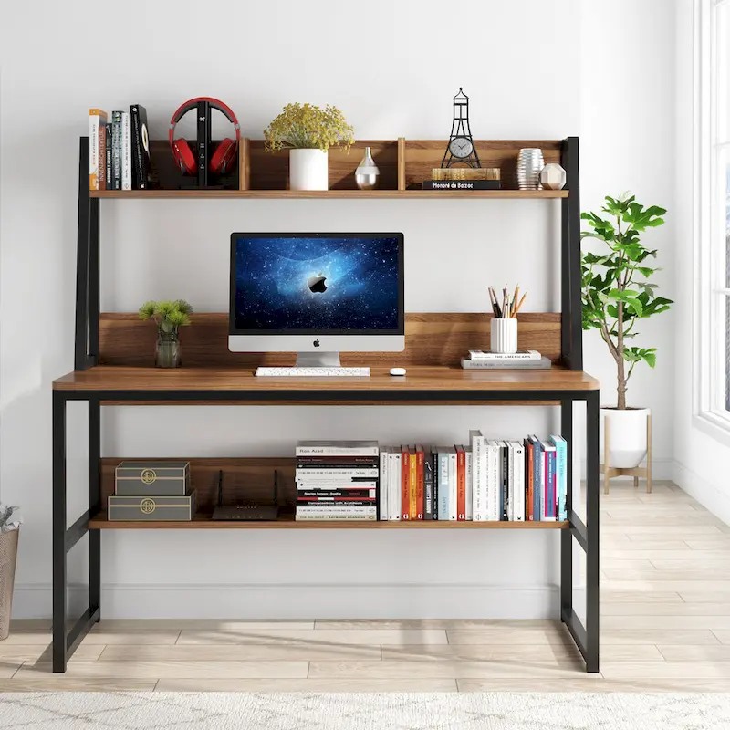 47 Inch Modern Computer Desk with Hutch and Bookshelf