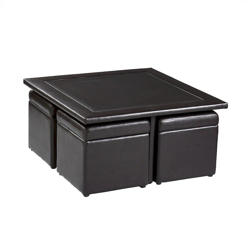 Dark Brown Coffee Table/ Storage Ottoman Set