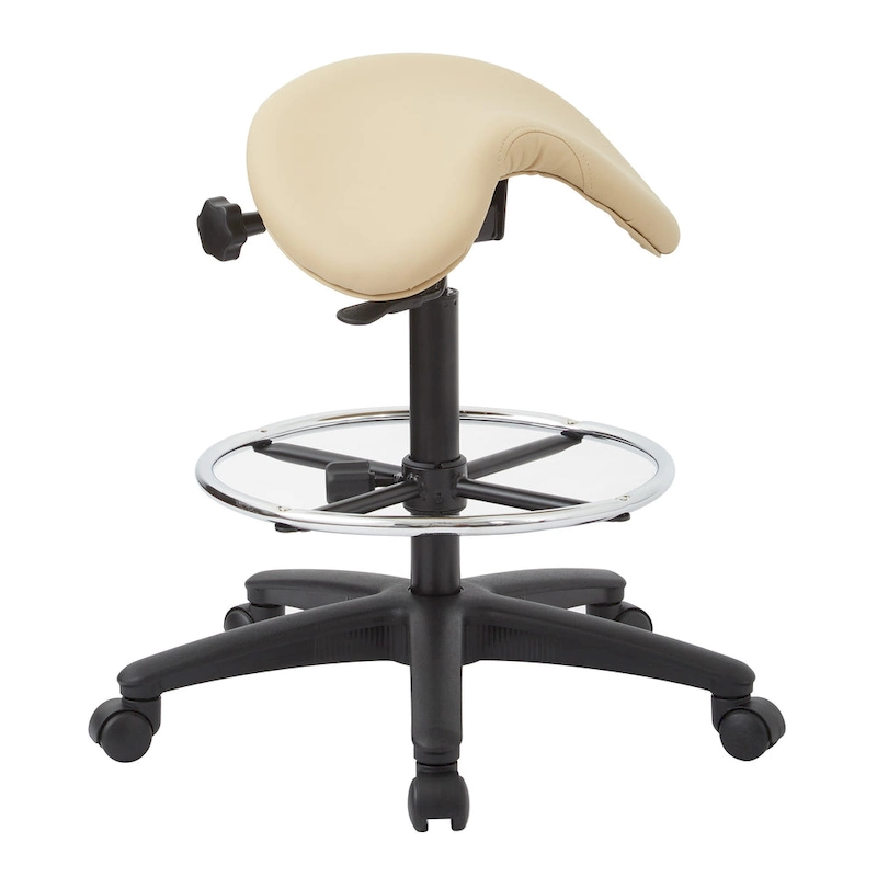Backless Stool with Height-adjustable Saddle Seat