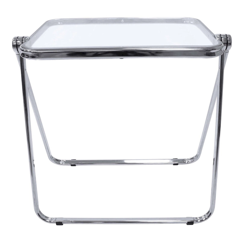 LeisureMod Lawrence Square Plastic Folding End Table with Iron Frame