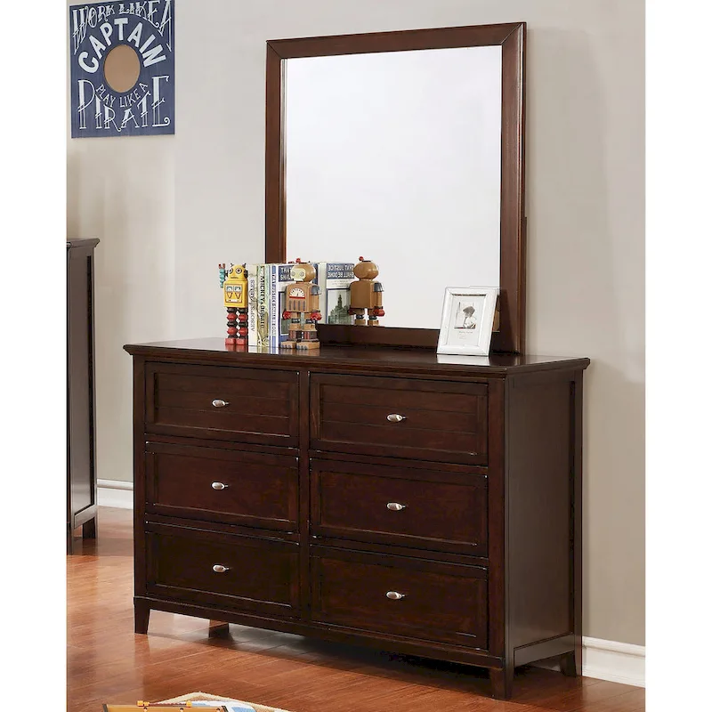 Wese Transitional 56-inch Wide 6-Drawer Solid Wood Dresser by Furniture of America