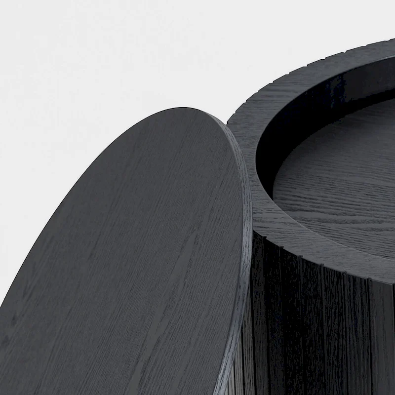 Modern Stylish Two Piece Barrel Nested Coffee Table Set with Removable Table Top