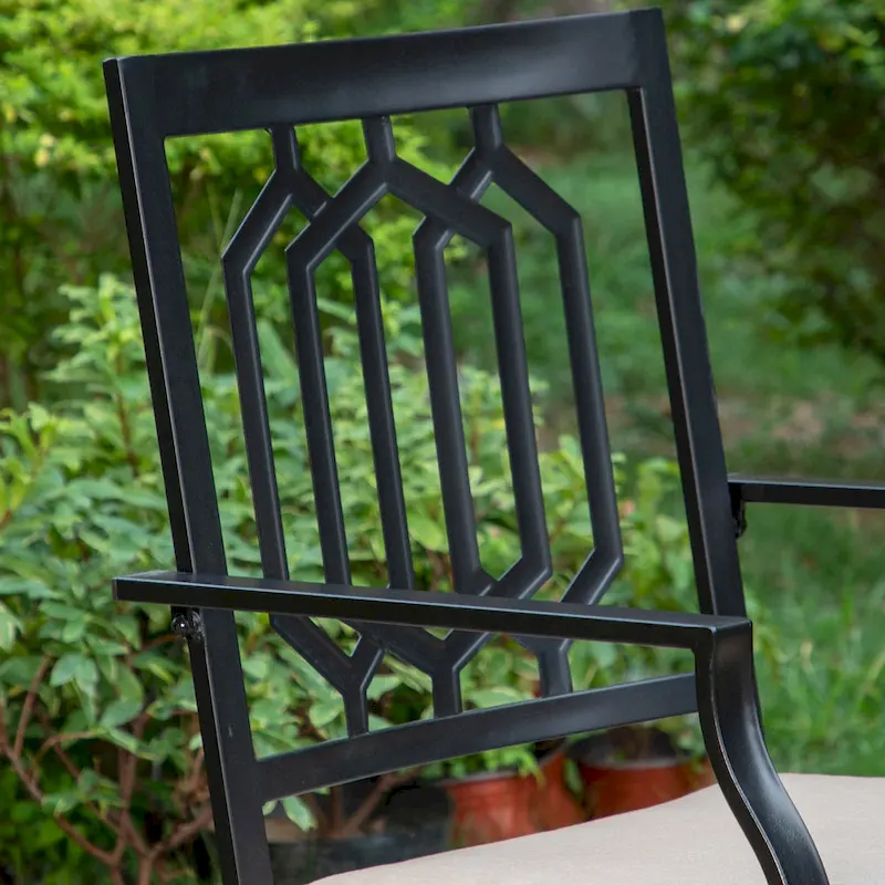 MAISON ARTS 2-Piece Metal Patio Dining Swivel Chairs with Cushions